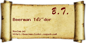 Beerman Tódor névjegykártya